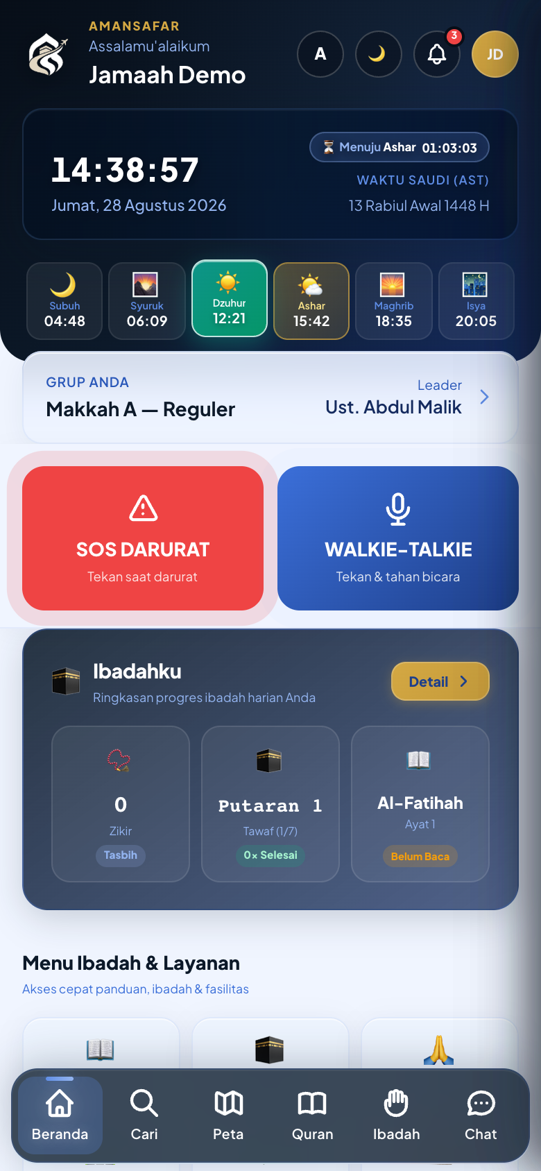 Dashboard Jamaah AmanSafar