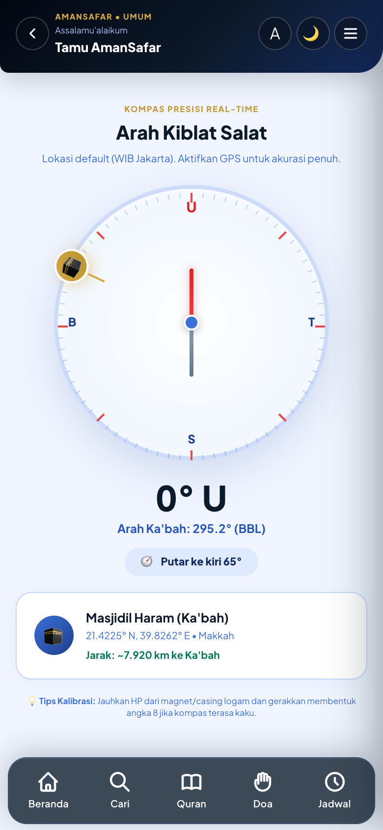 Arah Kiblat AmanSafar